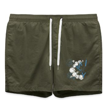 Typo trifft Gravitation - Badeshorts - Olive - Vorne