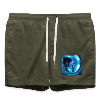 N-dless Nights: Cyberpunk girl in stasis chamber - Swim Trunks - olive - Front