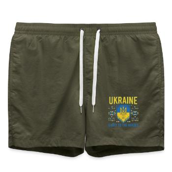 Ukraine Wappen Ruhm T-Shirt - Badeshorts - Olive - Vorne