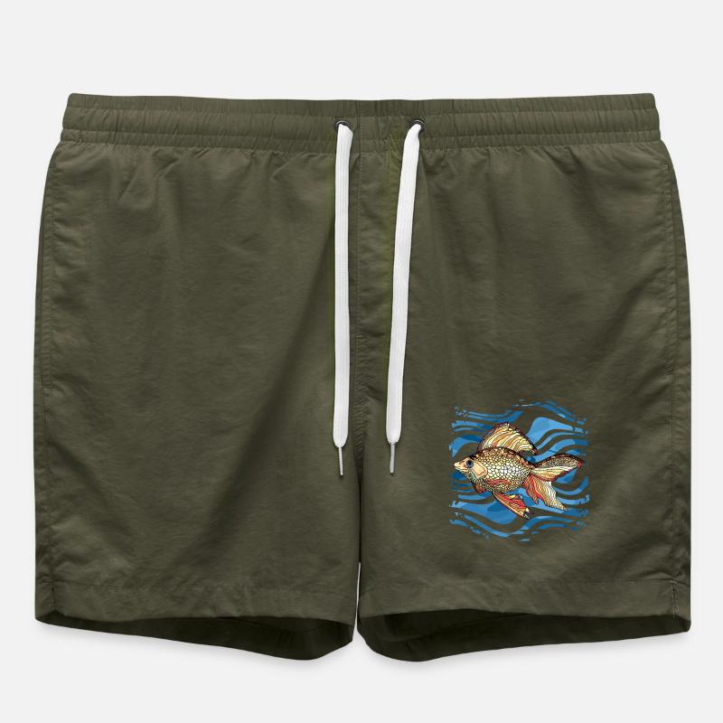 poisson - Short de bain - vert olive