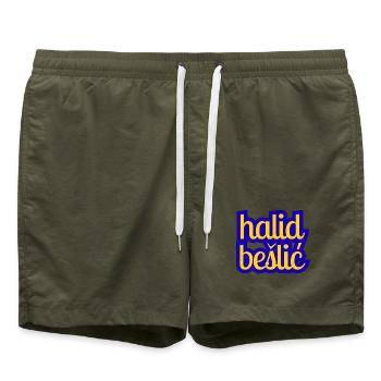 Halid Bešlić - Design en bleu jaune - Short de bain - vert olive - Devant - AI Model Male 185 light (185cm)