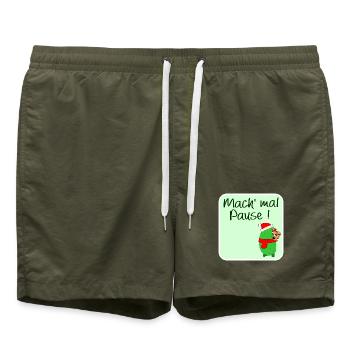 WEIHNACHTSPAUSE GEWÜRZGURKE WEIHNACHTSMANN - Badeshorts - Olive - Vorne - AI Model Male 185 light (185cm)