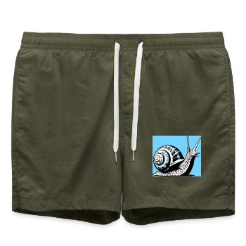 Schnecke - Badeshorts - Olive - Vorne - AI Model Male 185 light (185cm)