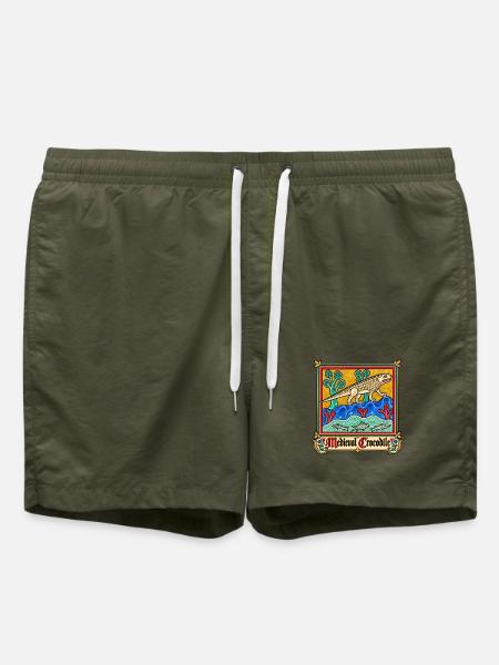 Mittelalterliches Krokodil - Badeshorts - Olive