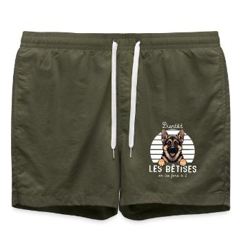 Grossesse naissance bébé berger allemand - Short de bain - vert olive - Devant