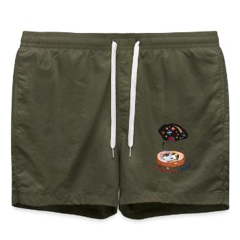 Träumende Katze - Badeshorts - Olive - Vorne