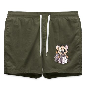 Niedliche Hyäne mit Geschenk an Weihnachten - Badeshorts - Olive - Vorne