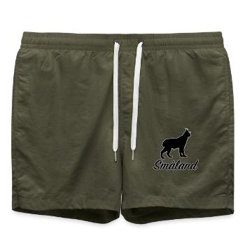 Småland Luchs Schweden Region Südschweden Umriss - Badeshorts - Olive - Vorne