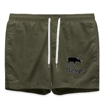 Schweden Rentier Silhouette Sverige Souveni - Badeshorts - Olive - Vorne