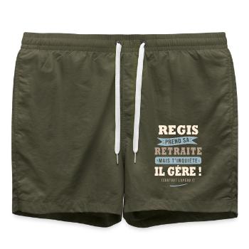Régis humour retraite cadeau retraité - Short de bain - vert olive - Devant