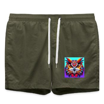 owl - Swim Trunks - olive - Front