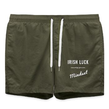 Irish Luck is a question of mindset - Swim Trunks - olive - Front - AI Model Male 185 light (185cm)