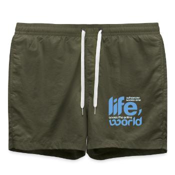 Wer auch immer ein Leben rettet, - Badeshorts - Olive - Vorne - AI Model Male 185 light (185cm)