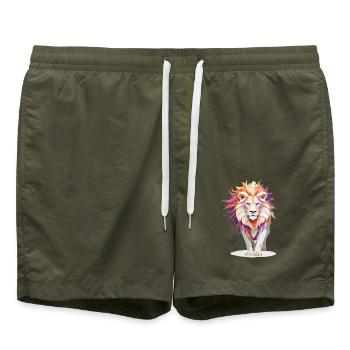 Lion Ludique Adorable Amusant Animal Coloré - Short de bain - vert olive - Devant