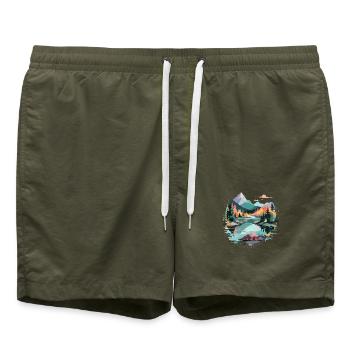 Ruhige Landschaft Ruhig Beschauliche Natur Im Freien - Badeshorts - Olive - Vorne