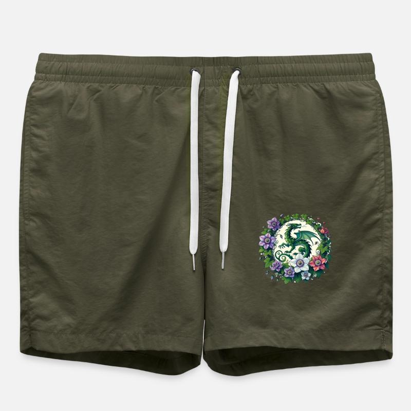 Clematis Drache - Badeshorts - Olive