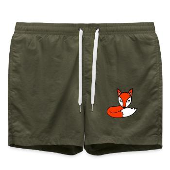 Fuchs Rotfuchs Wald Tier Schlauer Süßer Wild Hund - Badeshorts - Olive - Vorne