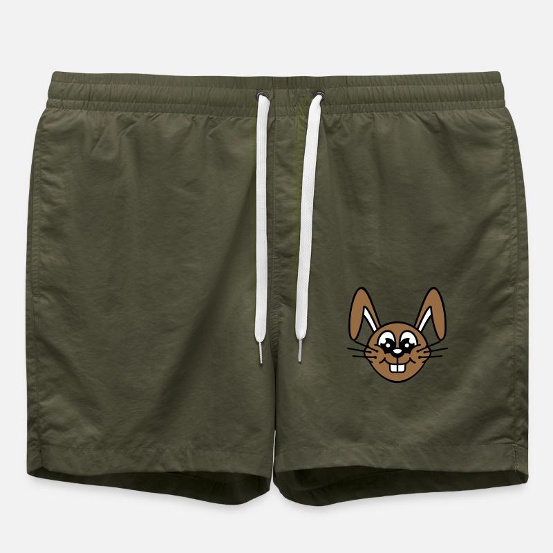 Lapin Lapin Dessin animé Petit Animal Mignon - Short de bain - vert olive