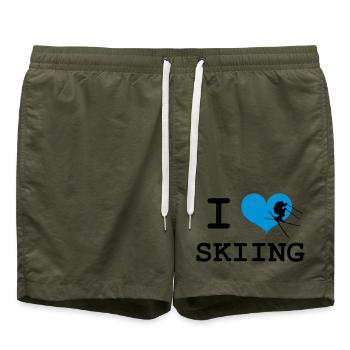 I Love Skiing - Badeshorts - Olive - Vorne