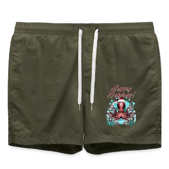 Frohe Krakmas! (Weihnachts-Oktopus) - Badeshorts - Olive - Vorne