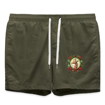 Weihnachtsgiraffe - Badeshorts - Olive - Vorne