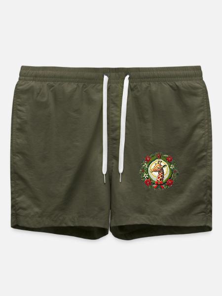 Weihnachtsgiraffe - Badeshorts - Olive