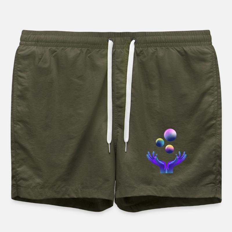 graphic, universe, planet - Swim Trunks - olive