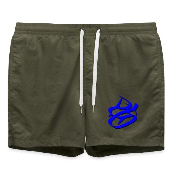 Dynamic Blue Graffiti Design - Swim Trunks - olive - Front