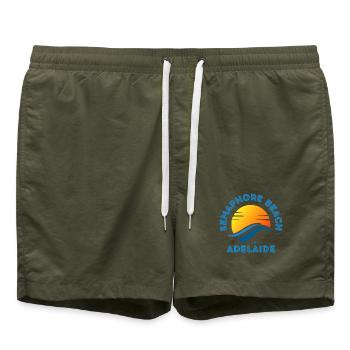 Semaphore Beach, Adélaïde, Coucher de soleil - Short de bain - vert olive - Devant - AI Model Male 185 light (185cm)