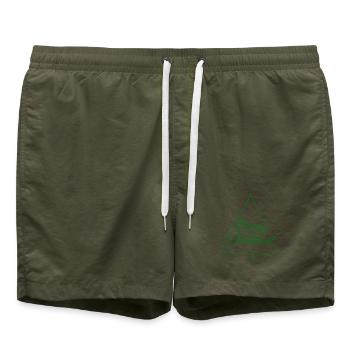 Merry Christmas Christmas Tree - Swim Trunks - olive - Front