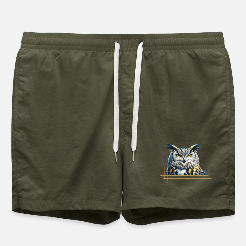 Impressive Eagle Owl - Swim Trunks - olive