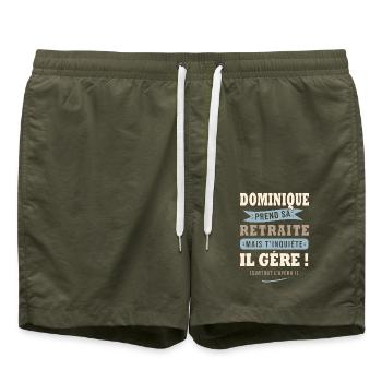 Dominique humour retraite cadeau retraité - Short de bain - vert olive - Devant