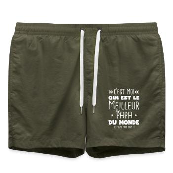 Meilleur papa du monde cadeau père et fils fille - Short de bain - vert olive - Devant