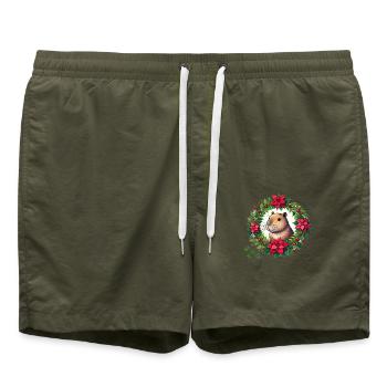 Christmas Capybara - Swim Trunks - olive - Front