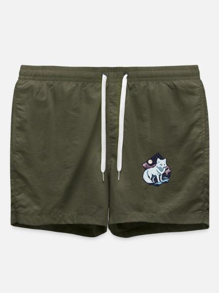 Polarfuchs Mond Sterne Skandinavien Fuchs Polar - Badeshorts - Olive