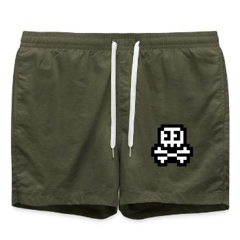 8bit cute skull - Badeshorts - Olive - Vorne