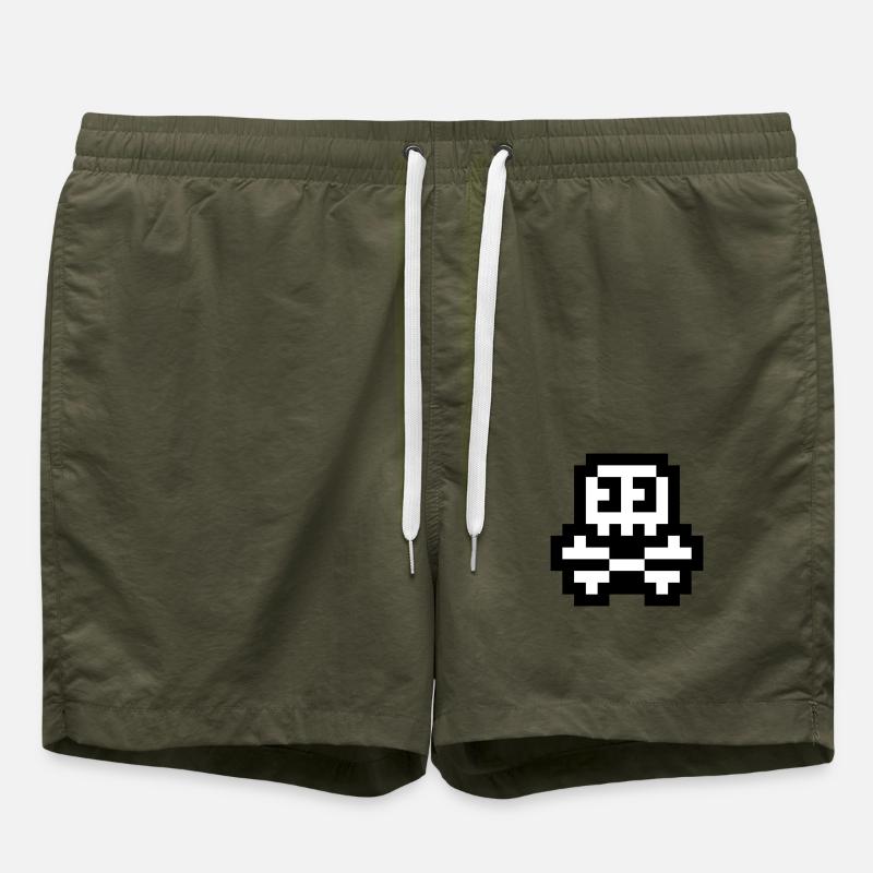 Crâne mignon 8bit - Short de bain - vert olive