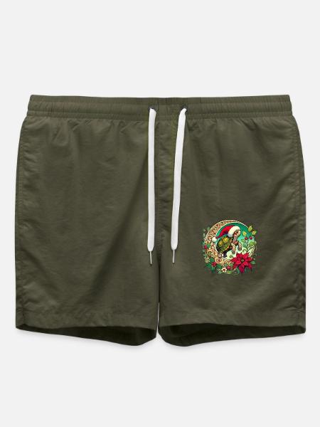 Christmas Turtle - Swim Trunks - olive