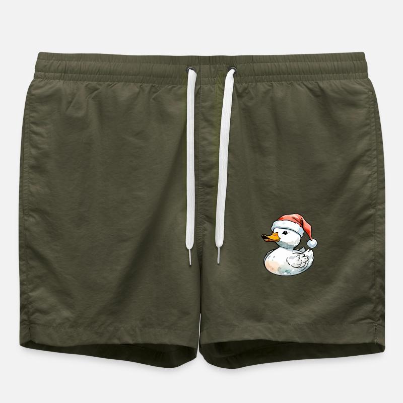 Dessin de Noël de canard - Short de bain - vert olive