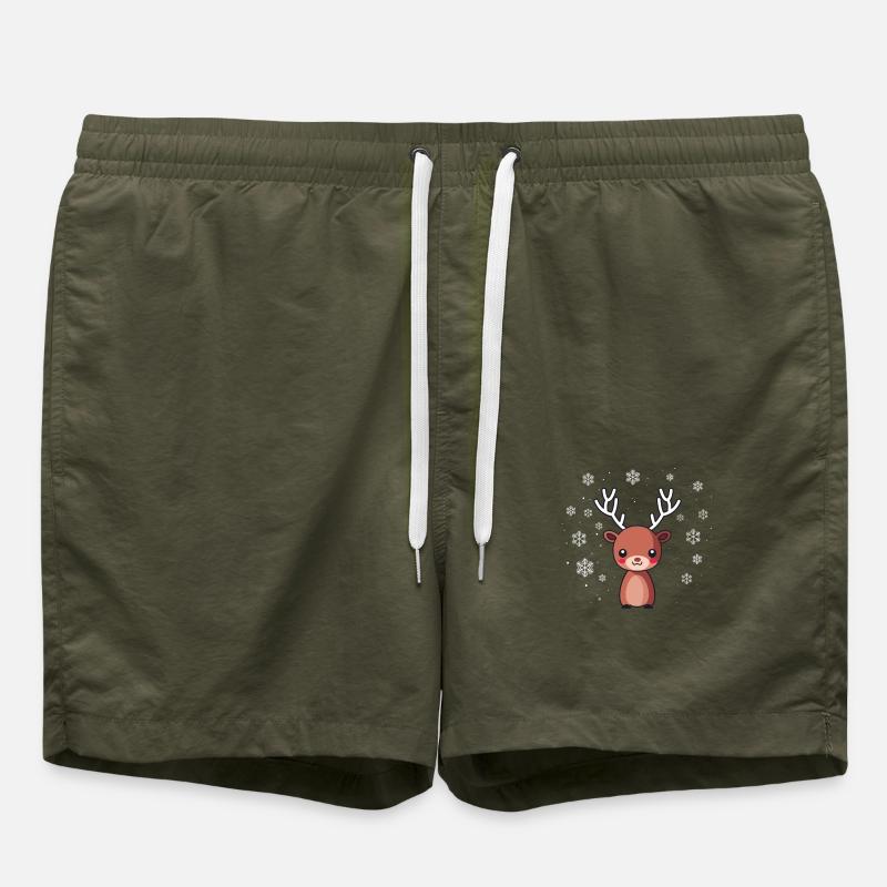 Winter Reindeer - Swim Trunks - olive