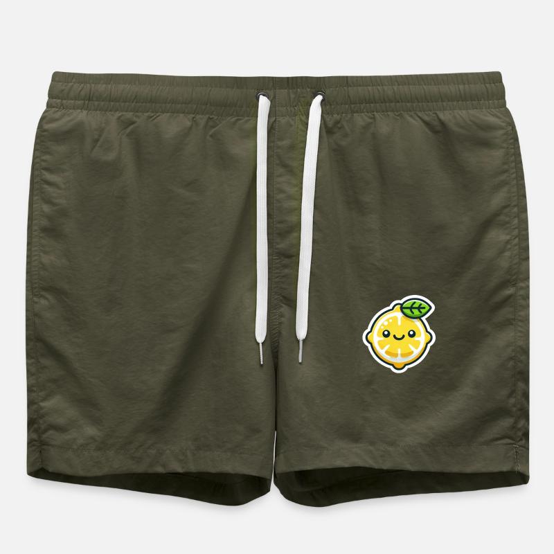 Joyeux dessin animé citron - Short de bain - vert olive