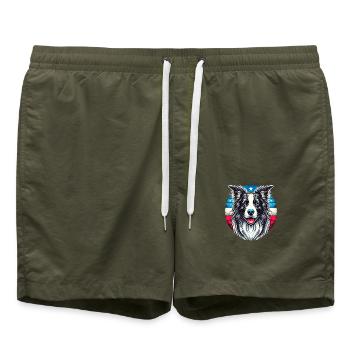 Border Collie - Badeshorts - Olive - Vorne