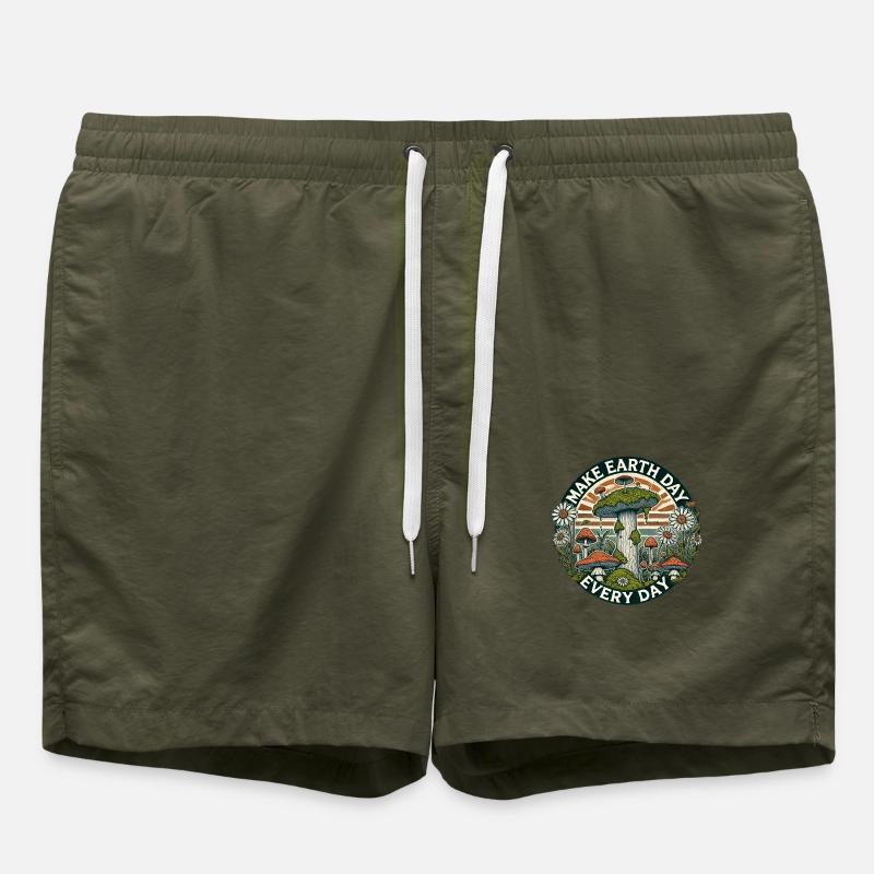 Make Earth Day Every Day - Swim Trunks - olive