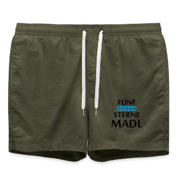 Fünf Sterne Madl Bayern Geschenk - Badeshorts - Olive - Vorne - AI Model Male 185 light (185cm)
