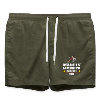 Made in limerick, Made with Steel Ireland - Swim Trunks - olive - Front