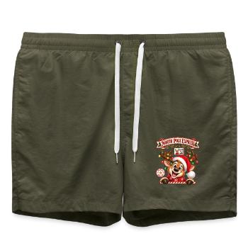 Rentier Reindeer Weihnachtsrentier Lichterkette - Badeshorts - Olive - Vorne - AI Model Male 185 light (185cm)