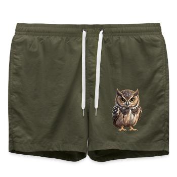 Young brown owl - Swim Trunks - olive - Front