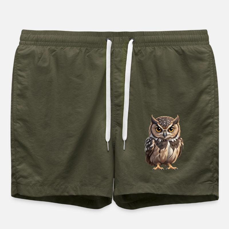 Junge braune Eule - Badeshorts - Olive
