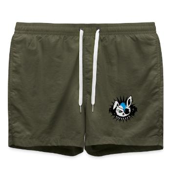 rabbit with an eye patch and a mohawk - Badeshorts - Olive - Vorne - AI Model Male 185 light (185cm)
