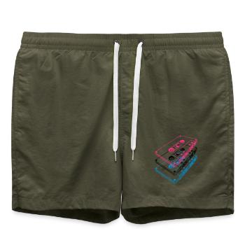 Cassette 3D – Mixtape rétro Perspective vintage - Short de bain - vert olive - Devant